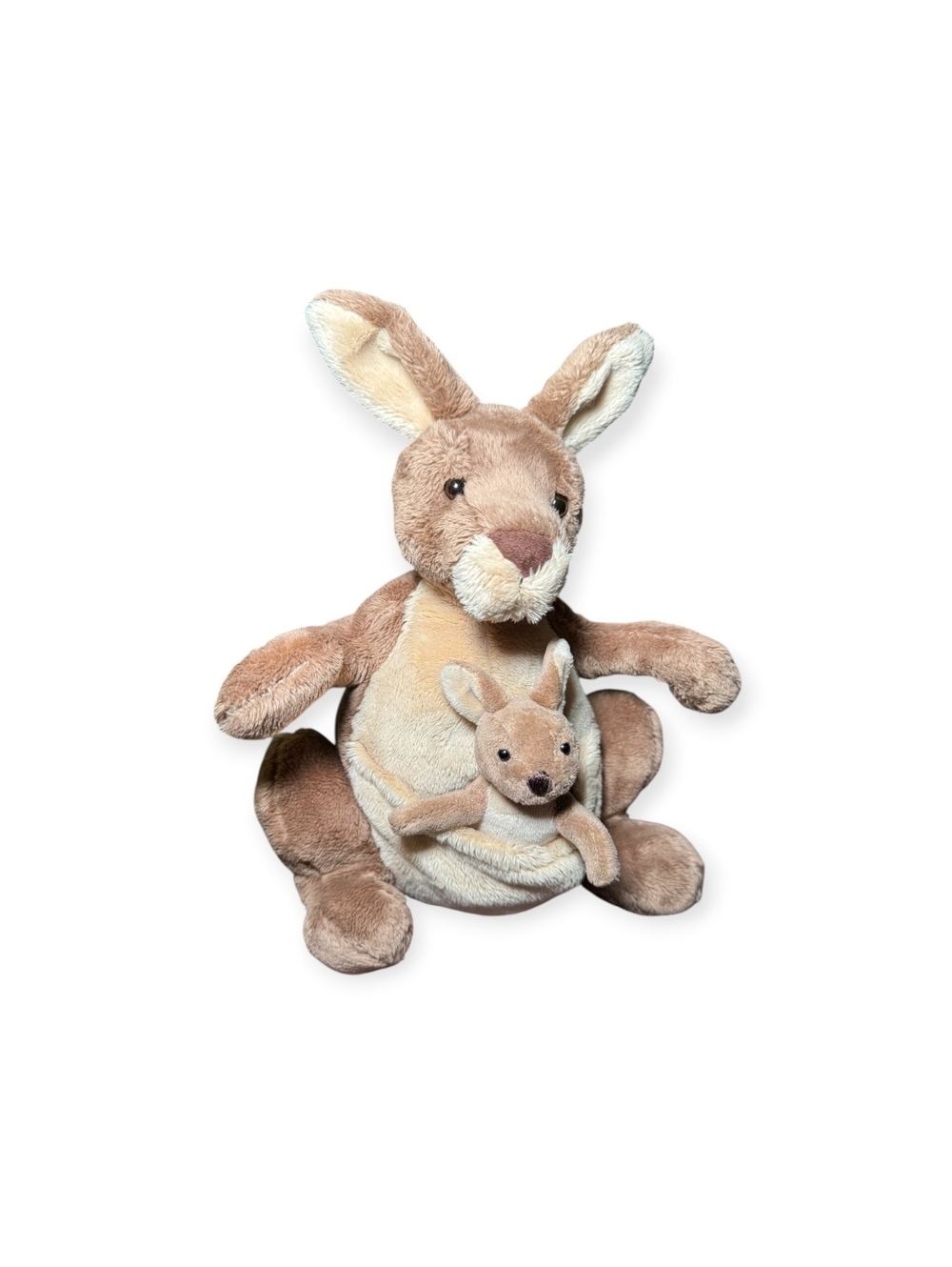 GUND Jirra Mother and Joey Kangroos Plushie Stuffed Animal Plushy Tan EUC
